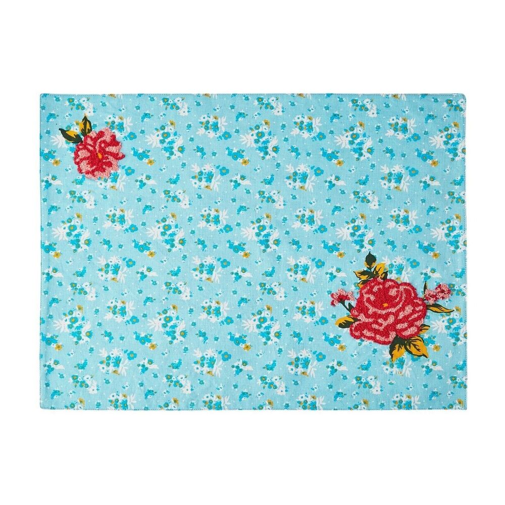 Pioneer Woman Sweet Rose Placemat 1-pc Farmhouse Country Reversible Cotton Gift